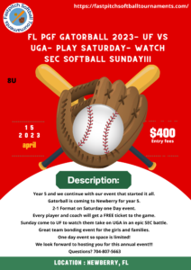 Read more about the article FL PGF Gatorball 2023- UF vs UGA- Play Saturday- Watch SEC Softball Sunday!!!