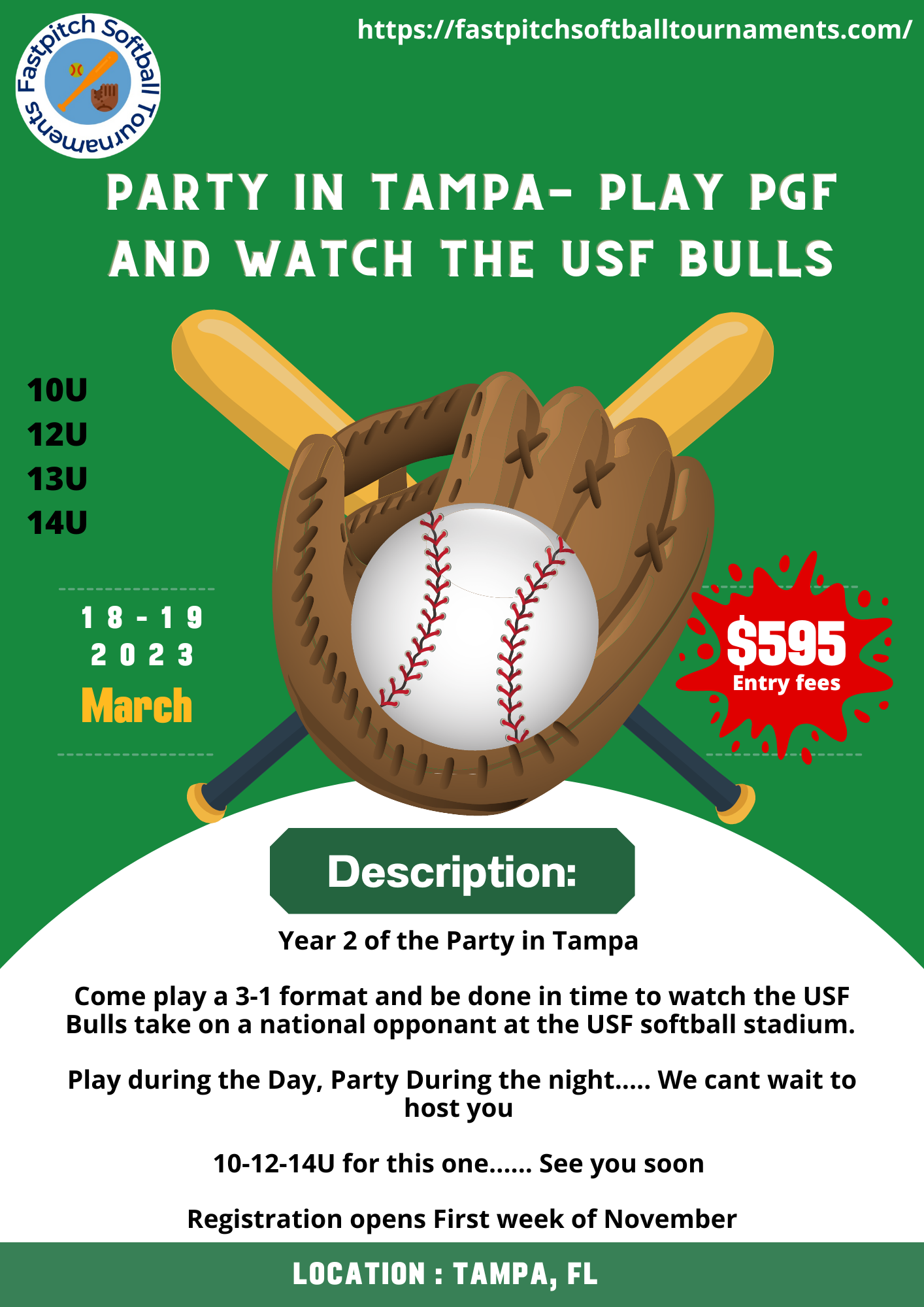 pgfandwatchtheusfbulls Softball tournament in Florida