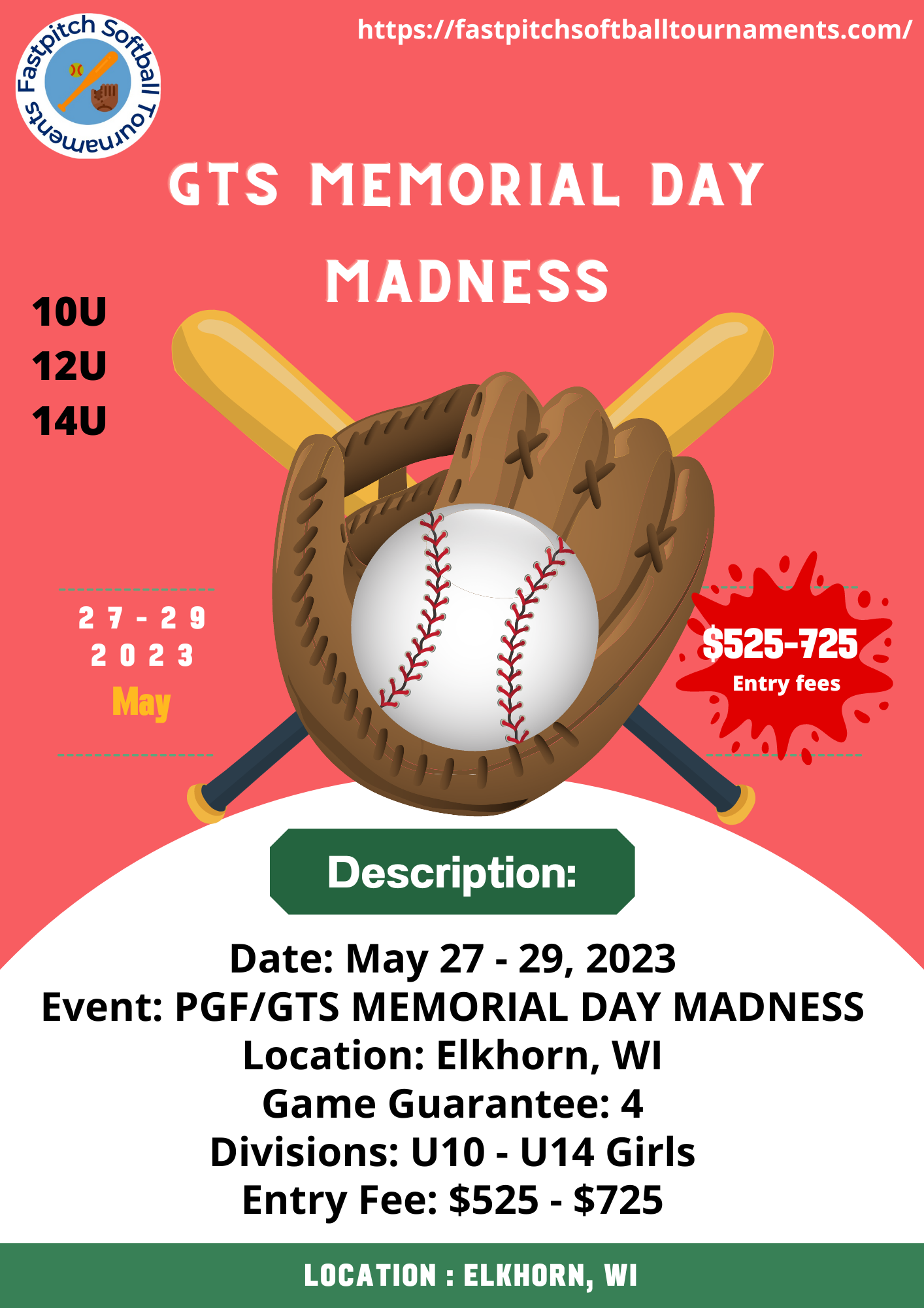 PGF/GTS MEMORIAL DAY MADNESS Fastpitch Softball Tournaments
