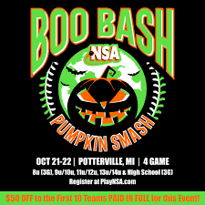 Read more about the article NSA Boo Bash & Pumpkin Smash – HS Division is SUNDAY ONLY – 200 Ft Fencing  Michigan Softball